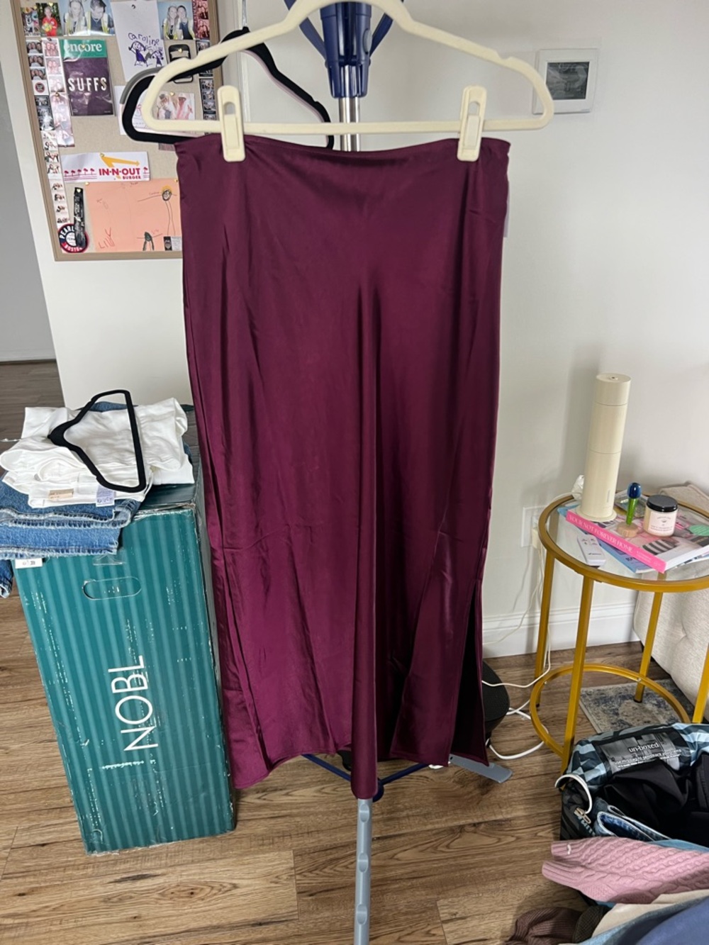Old Navy Burgundy Satin Midi Skirt